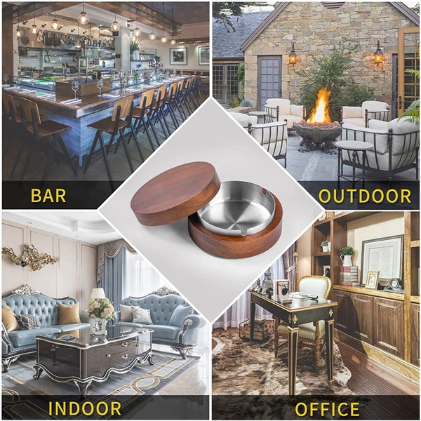 Wooden Ashtray with Lid