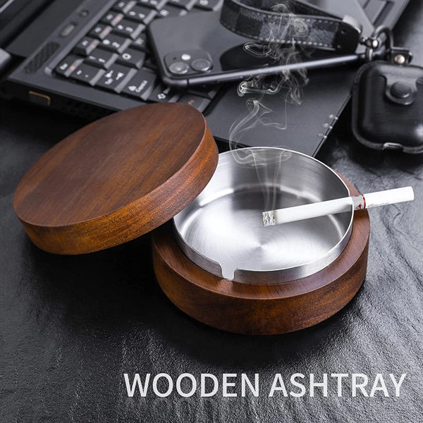 Wooden Ashtray with Lid