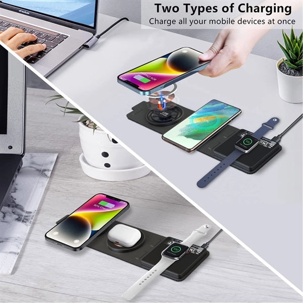Transparent Foldable Wireless Charger Station 3 in 1