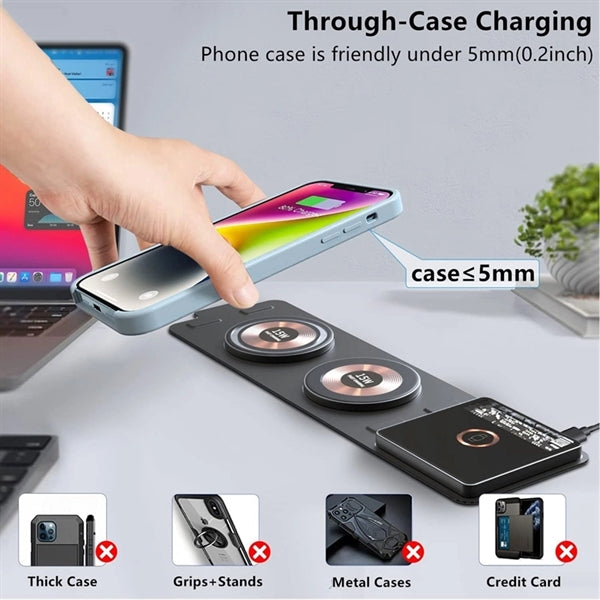 Transparent Foldable Wireless Charger Station 3 in 1
