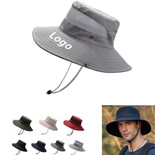 Unisex Breathable Wide Brim Bucket UPF50+ Sun Fishing Hat