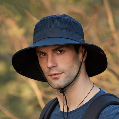 Unisex Breathable Wide Brim Bucket UPF50+ Sun Fishing Hat