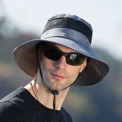 Unisex Breathable Wide Brim Bucket UPF50+ Sun Fishing Hat