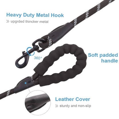 Soft Padded Handle Nylon Dog Leash Reflective Rope