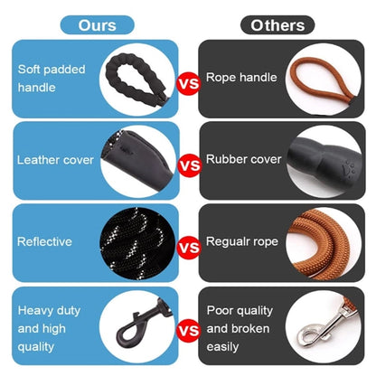 Soft Padded Handle Nylon Dog Leash Reflective Rope