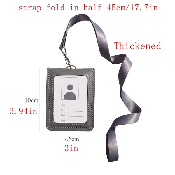 Genuine Leather ID Badge Holder Tag Foldable with Lanyard