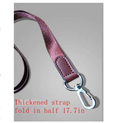 Genuine Leather ID Badge Holder Tag Foldable with Lanyard