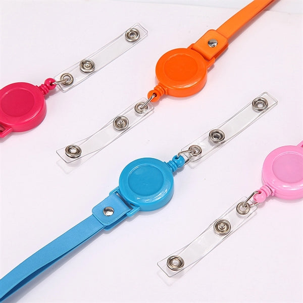 PU Leather ID Badge Lanyard Strap with Retractable Reel Clip