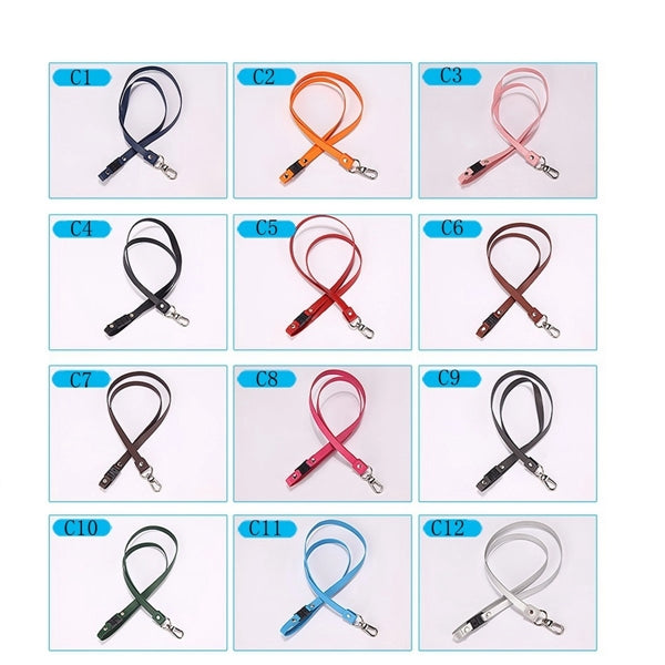 PU Leather ID Badge Lanyard Strap with Retractable Reel Clip
