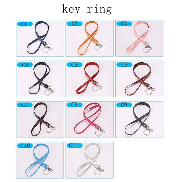 PU Leather ID Badge Lanyard Strap with Retractable Reel Clip