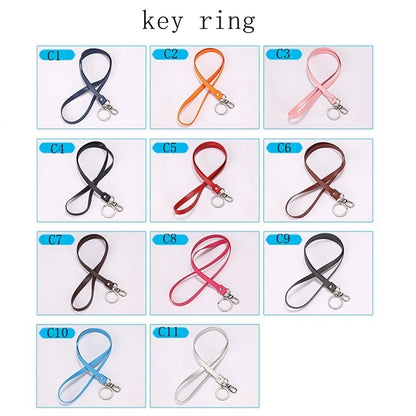 PU Leather ID Badge Lanyard Strap with Retractable Reel Clip