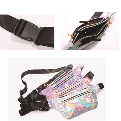 Waterproof Holographic Laser Fanny Pack/Waist Bag w/Zipper