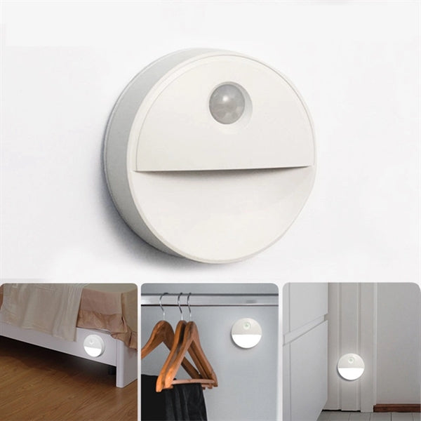 LED Night Light PIR Motion Sensor Cabinet Wall Lamp Round