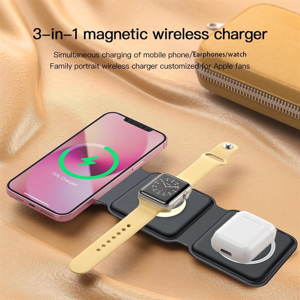 3 in 1 Magnetic Wireless Phone Charger Station with Light