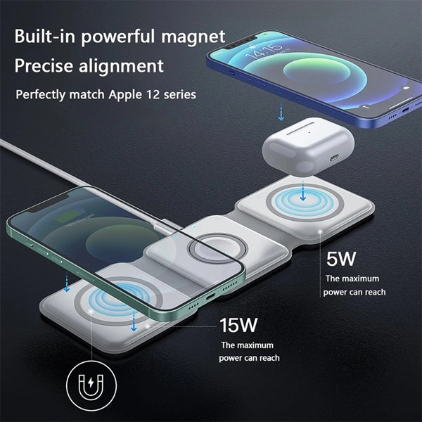 3 in 1 Magnetic Wireless Phone Charger Station with Light