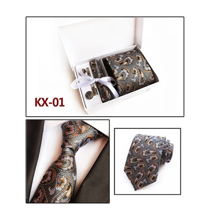Men Ties Neckties Pocket Square Cufflinks Clip 6PCS Gift