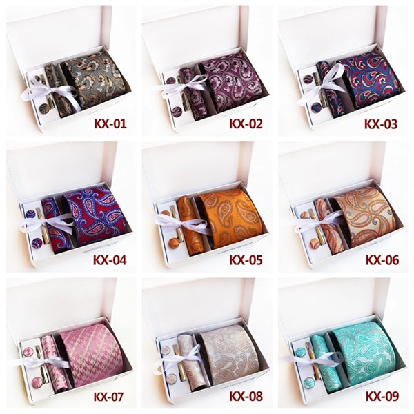 Men Ties Neckties Pocket Square Cufflinks Clip 6PCS Gift