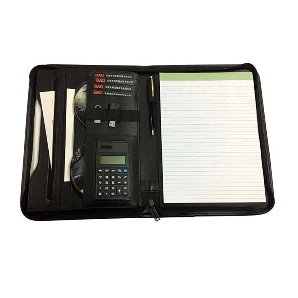 Leather Business Portfolio with Zipper