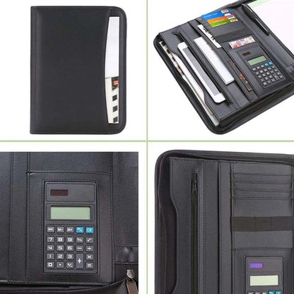 Leather Business Portfolio with Zipper