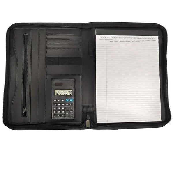 Leather Business Portfolio with Zipper