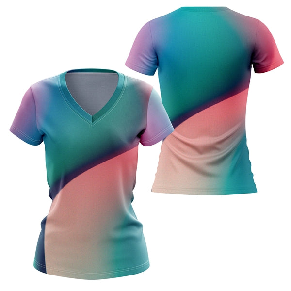 Women's 125 GSM Woven Roving Performance  V-Neck T-Shirt