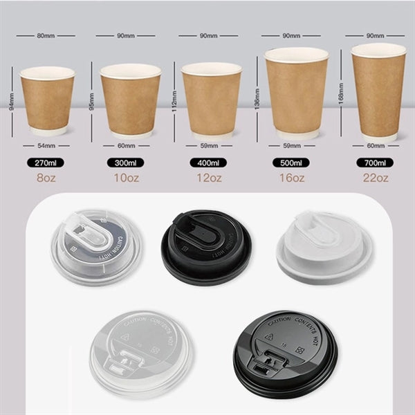 8oz 12oz 16oz Disposable Double-Wall Paper Cup With Lids