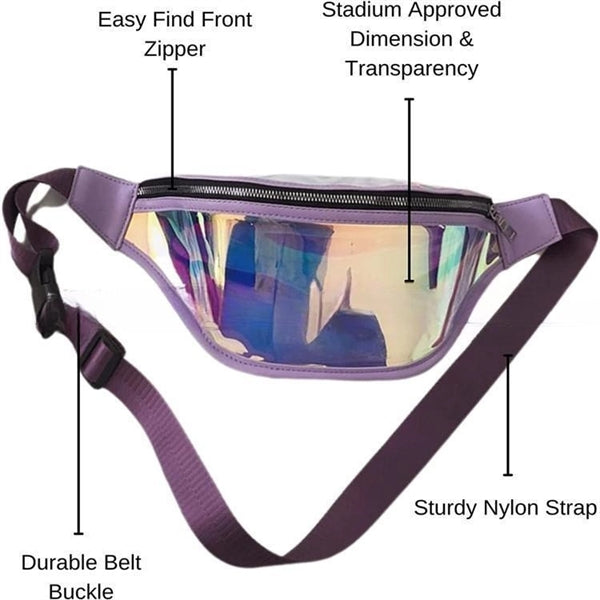 Waterproof Holographic Laser Fanny Pack/Waist Bag w/Zipper