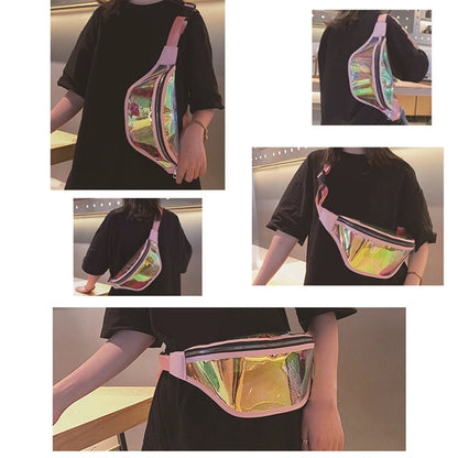Waterproof Holographic Laser Fanny Pack/Waist Bag w/Zipper