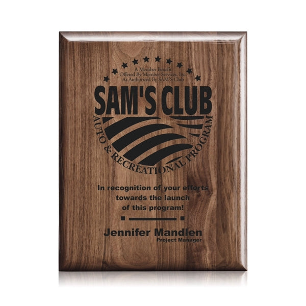 Laser Engraved Plaq - Walnut Piano Finish