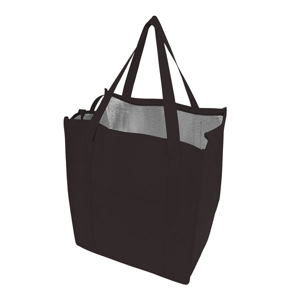 Non-Woven Insulated zipper Grocery Tote Bag (13"X15"X9")