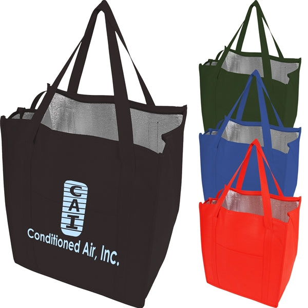 Non-Woven Insulated zipper Grocery Tote Bag (13"X15"X9")
