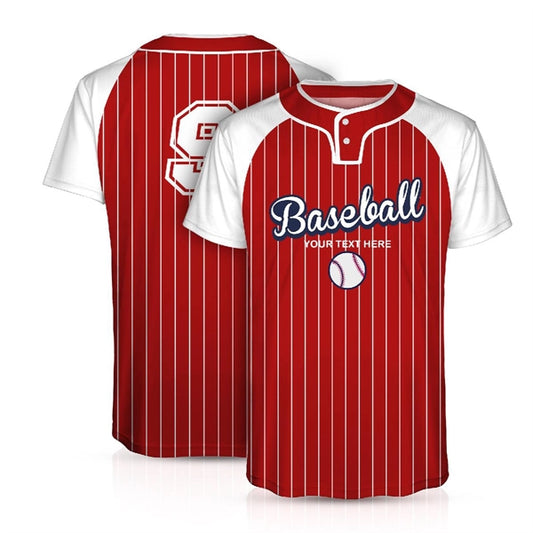 CUSTOM 2-BUTTON FRONT BASEBALL JERSEY (FULL DYE SUBLIMATED)