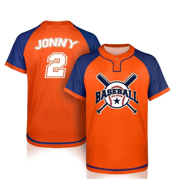 CUSTOM 2-BUTTON FRONT BASEBALL JERSEY (FULL DYE SUBLIMATED)