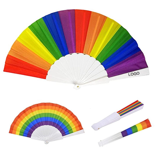 Rainbow Folding Colorful HandHeld Fans for Party