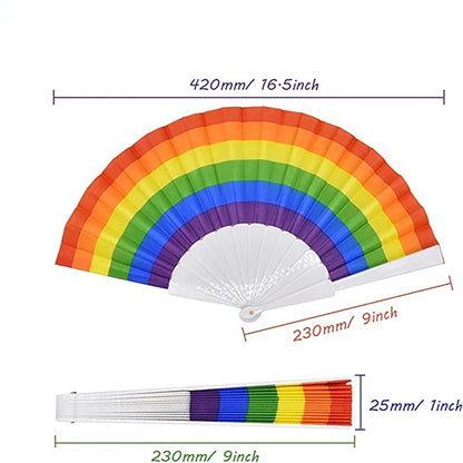 Rainbow Folding Colorful HandHeld Fans for Party