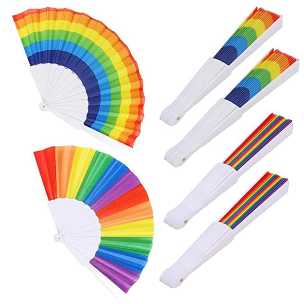 Rainbow Folding Colorful HandHeld Fans for Party