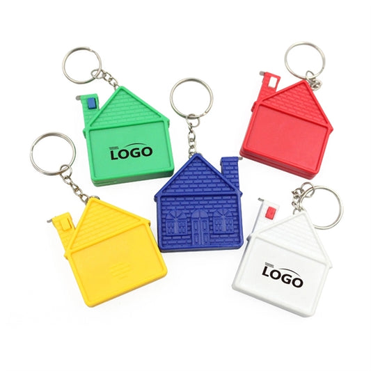House shape tape measure key chain