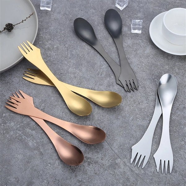 Stainless Steel Sporks 3 In 1 Fork Knife Spoon Utensils Set