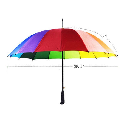 44" Arc Large Sturdy Long Handle Straight Rainbow Umbrella