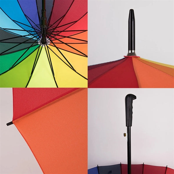 44" Arc Large Sturdy Long Handle Straight Rainbow Umbrella