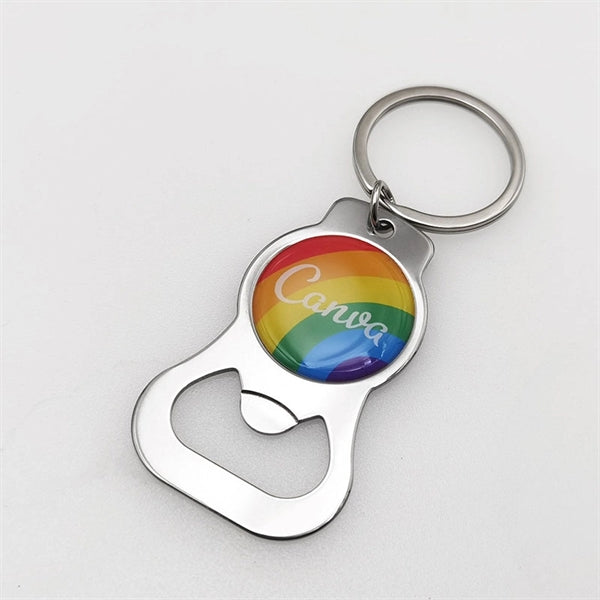 LGBT  Pride  Rainbow Pattern Metal Bottle Opener Keychain