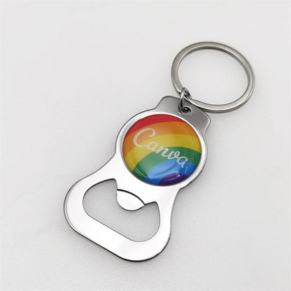 LGBT  Pride  Rainbow Pattern Metal Bottle Opener Keychain