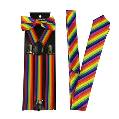 LGBT Pride Rainbow Suspenders With Bow Tie  Three-piece Set