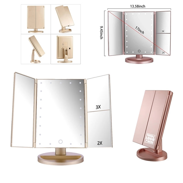 Tri-Fold Lighted Vanity Mirror with 21 LED Lights