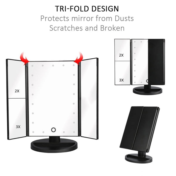 Tri-Fold Lighted Vanity Mirror with 21 LED Lights