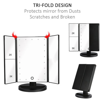 Tri-Fold Lighted Vanity Mirror with 21 LED Lights