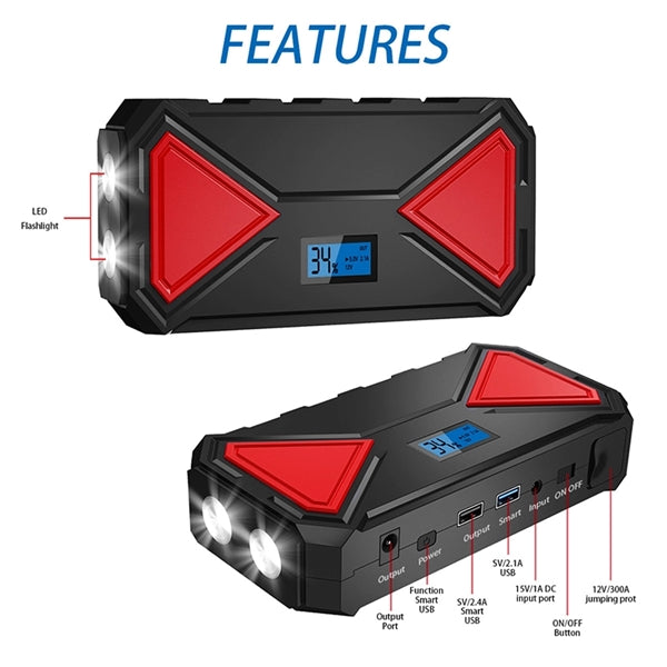 13500mAh 12V Jump Starter Car Clamp With Power Bank Battery