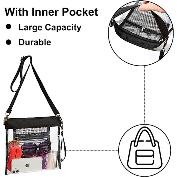 PVC Crossbody With Inner Mesh Zip Pocket