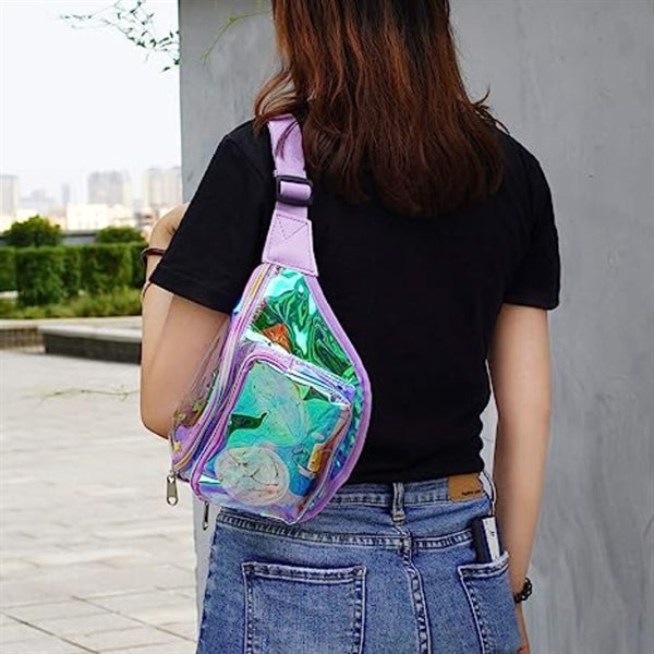 Clear PVC Iridescence Waist Bag Stadium Approved Fanny Pack