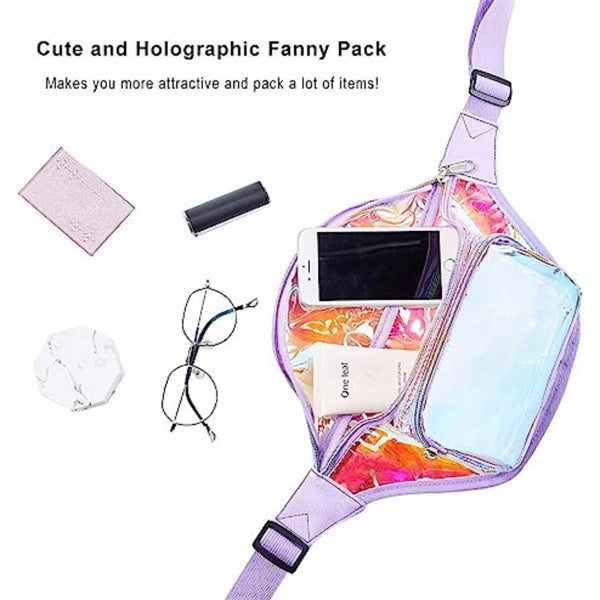 Clear PVC Iridescence Waist Bag Stadium Approved Fanny Pack